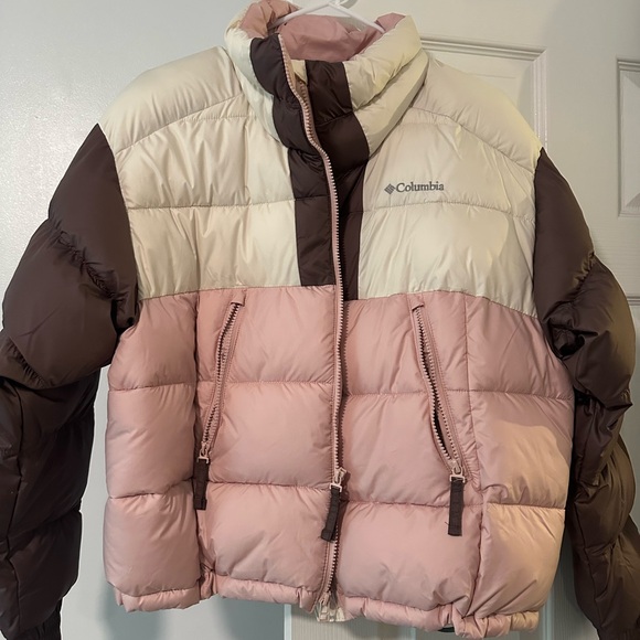 ジャケット・アウター Columbia hooded puffer jacket brown pink Columbia Womens Puffed Color Block Full Zip Jacket – ShopCGX